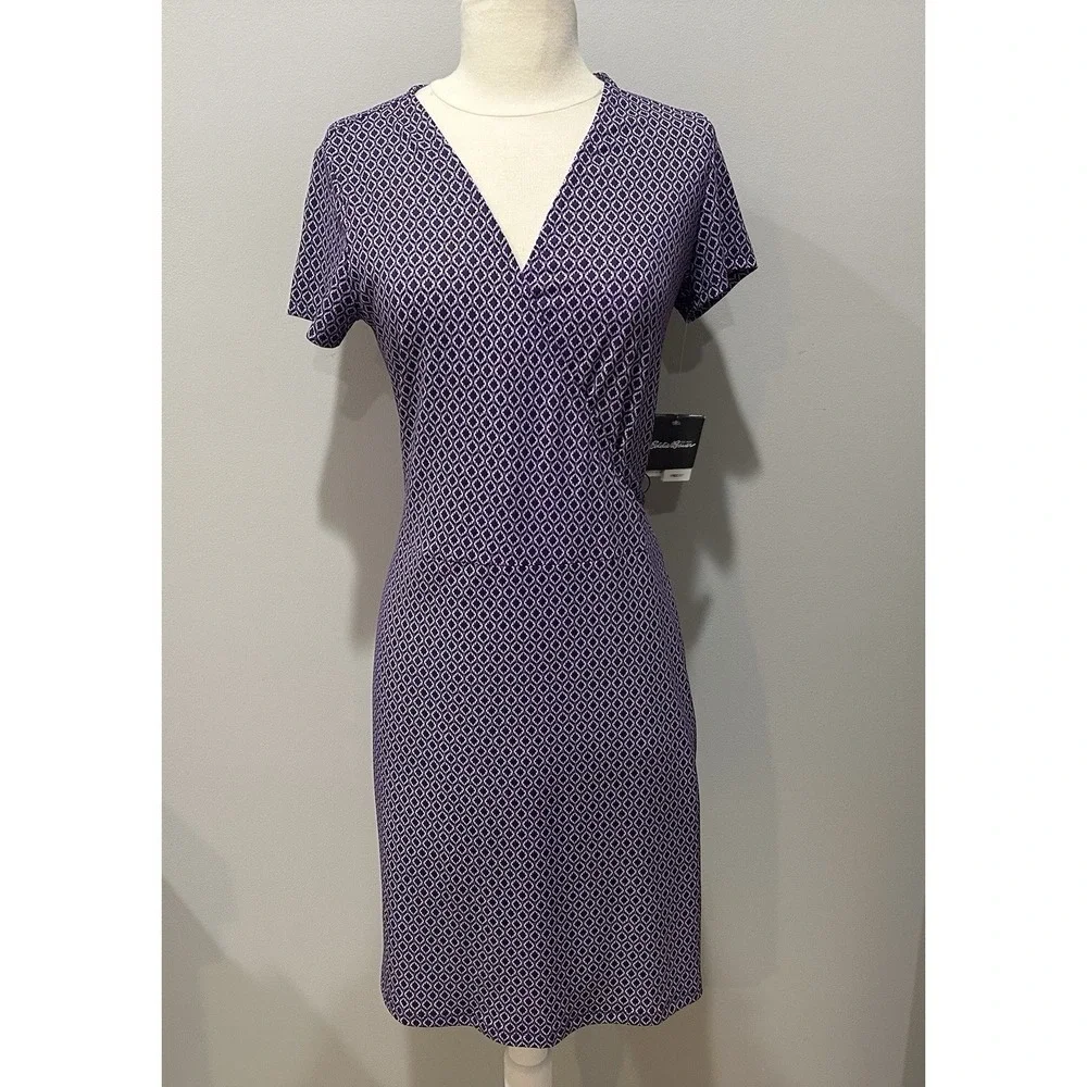 Eddie Bauer Aster Wrap Dress Amethyst Women's Petite Small Hiking Travel‎ NWT - Picture 2 of 10